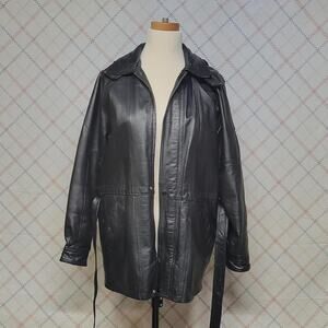 Black Leather Trench Coat